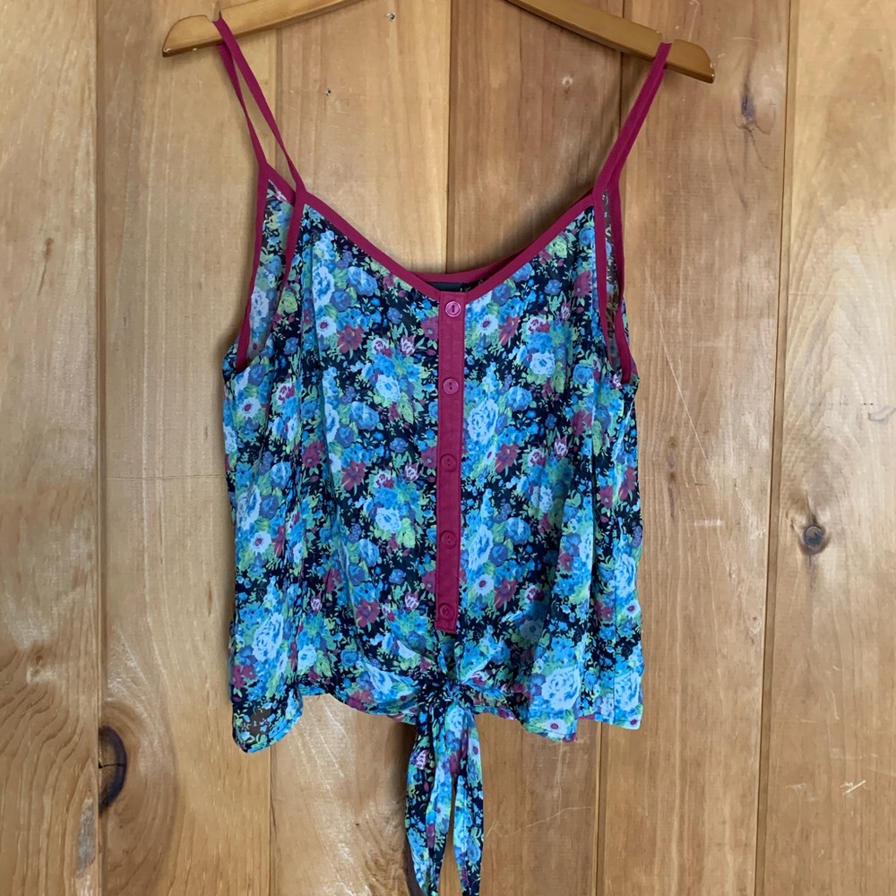 Sheer floral tank top
